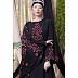 Embroidered abaya with Butterfly sleeves- Black-Coral